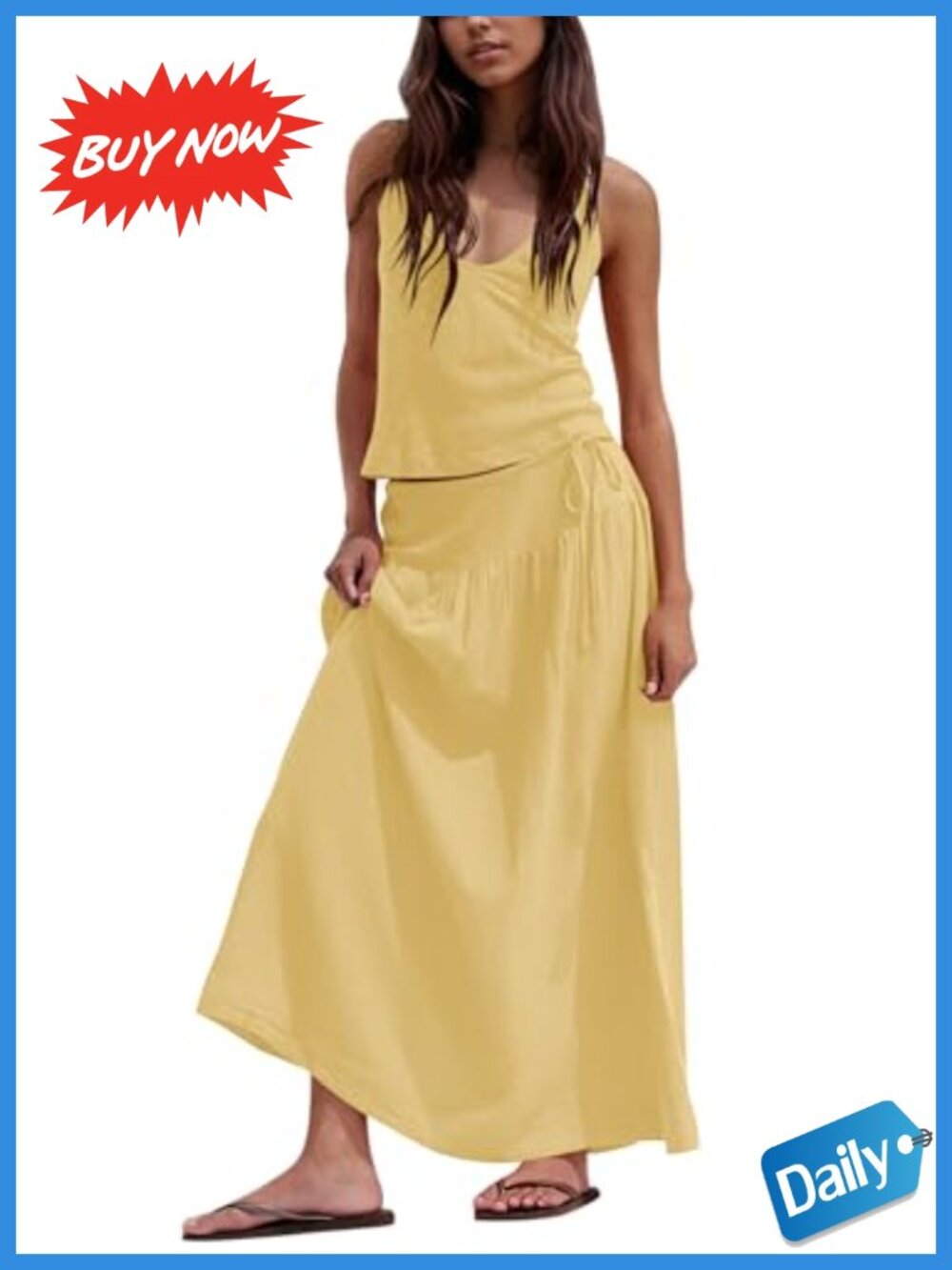 Women's 2 Piece Skirt Set Backless Cami Crop Top & Flowy Maxi Skirt
